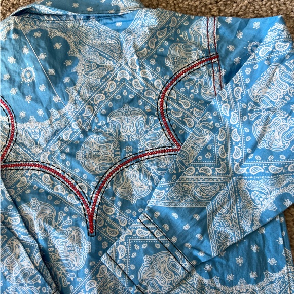 Cowboy hardware shirt baby boy 6m blue paisley pearl snap western rodeo cowboy - Picture 7 of 12